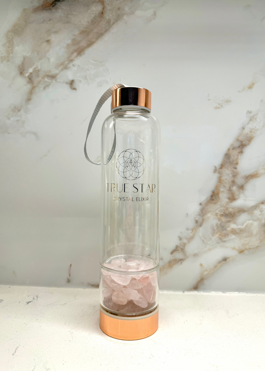 Narrow-mouth Rose Quartz Crystal Water Bottle