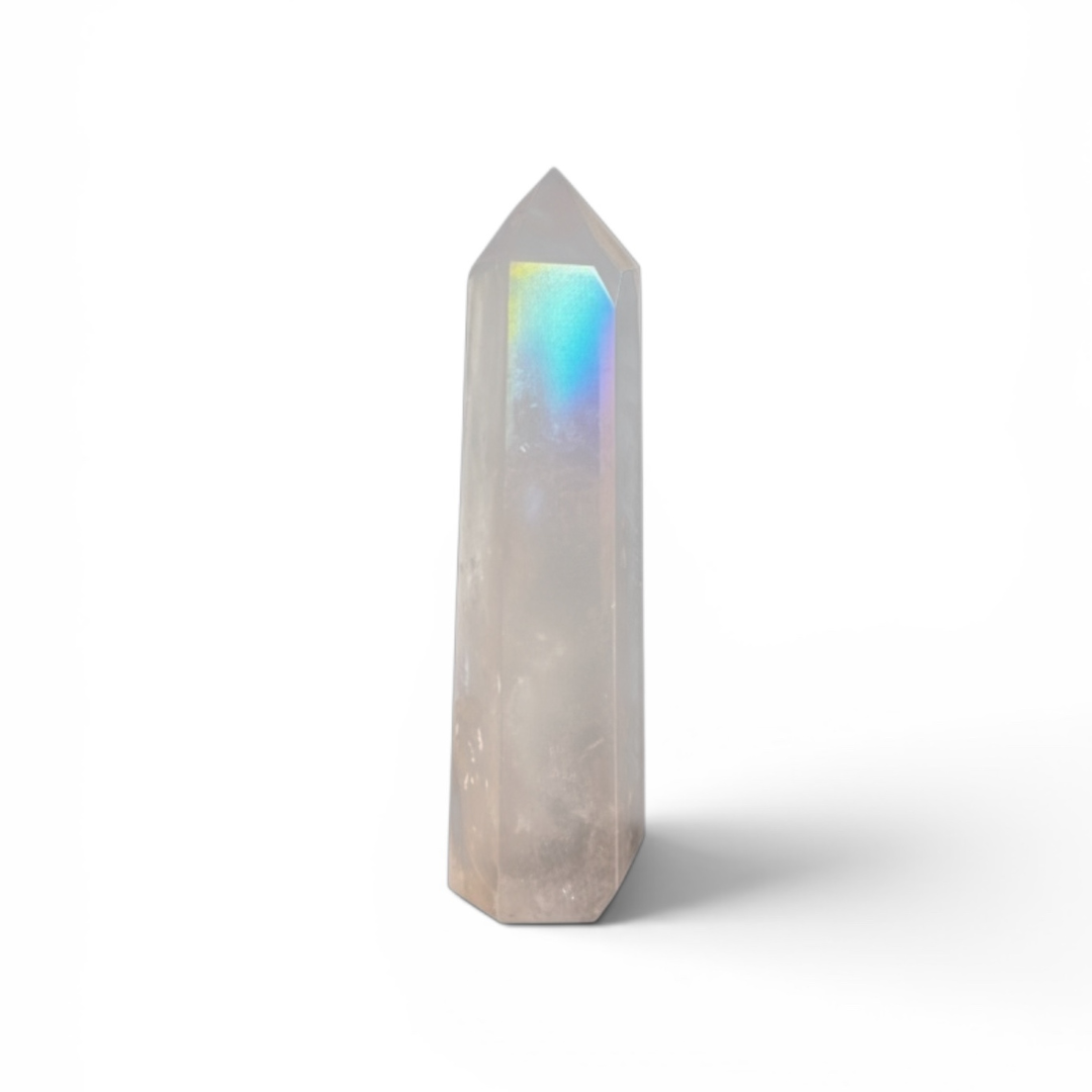 Aura Dipped Rose Quartz Tower