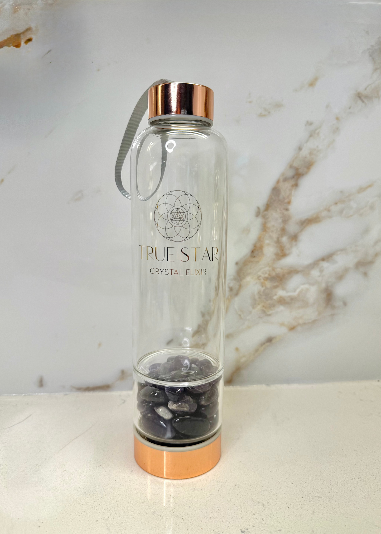 Narrow-mouth Amethyst Crystal Water Bottle