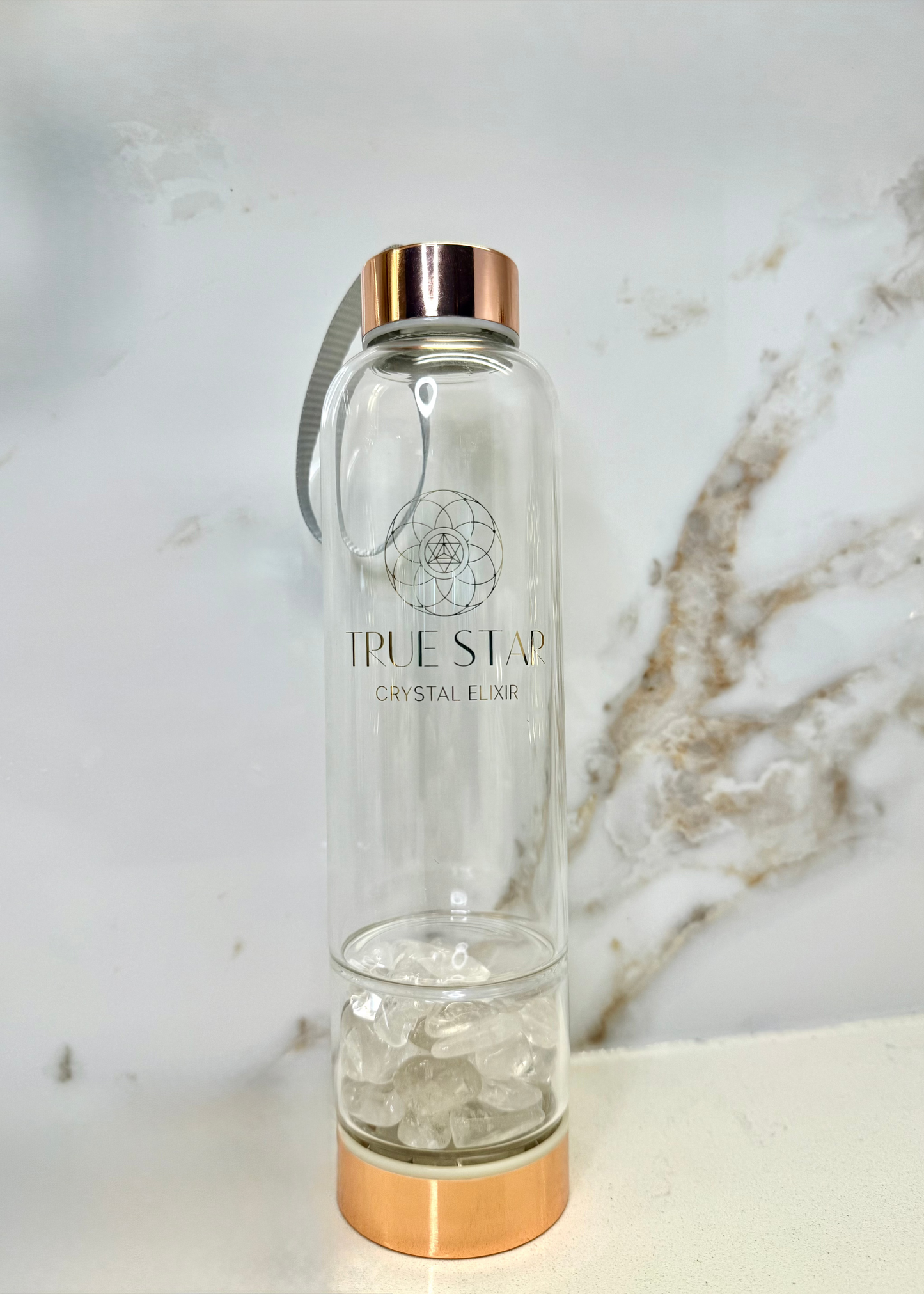 Narrow-mouth Clear Quartz Crystal Water Bottle
