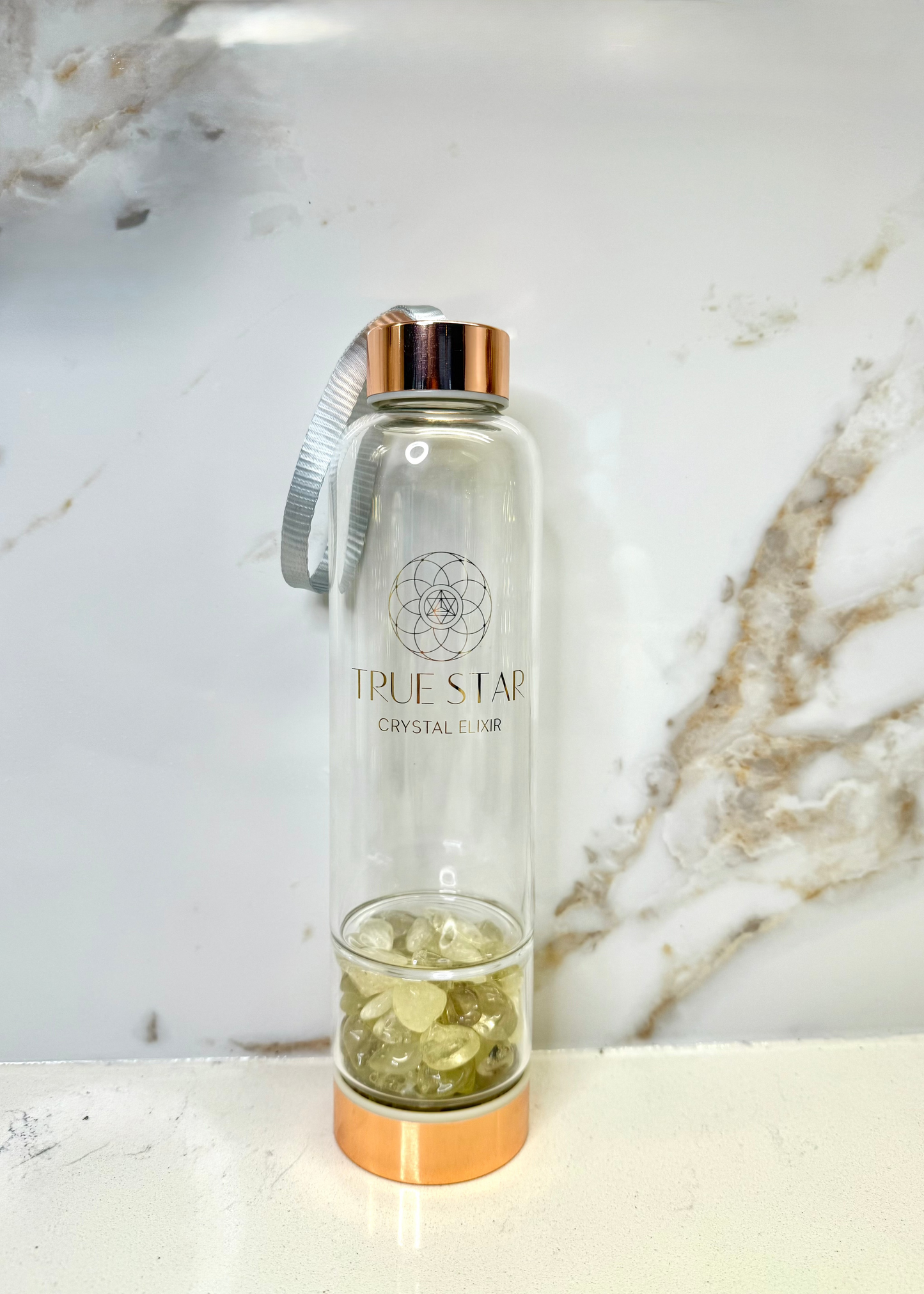 Narrow-mouth Citrine Crystal Water Bottle