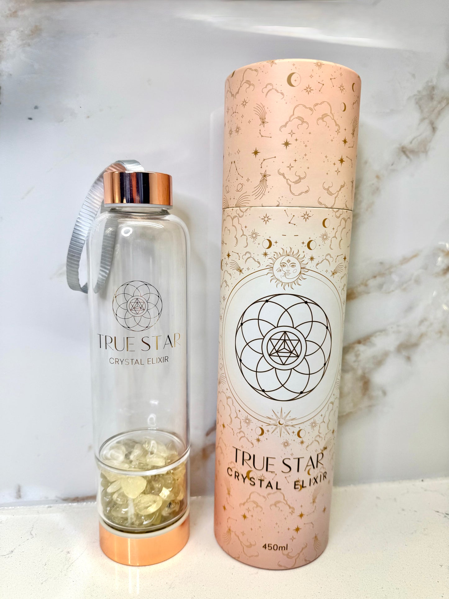 Narrow-mouth Citrine Crystal Water Bottle