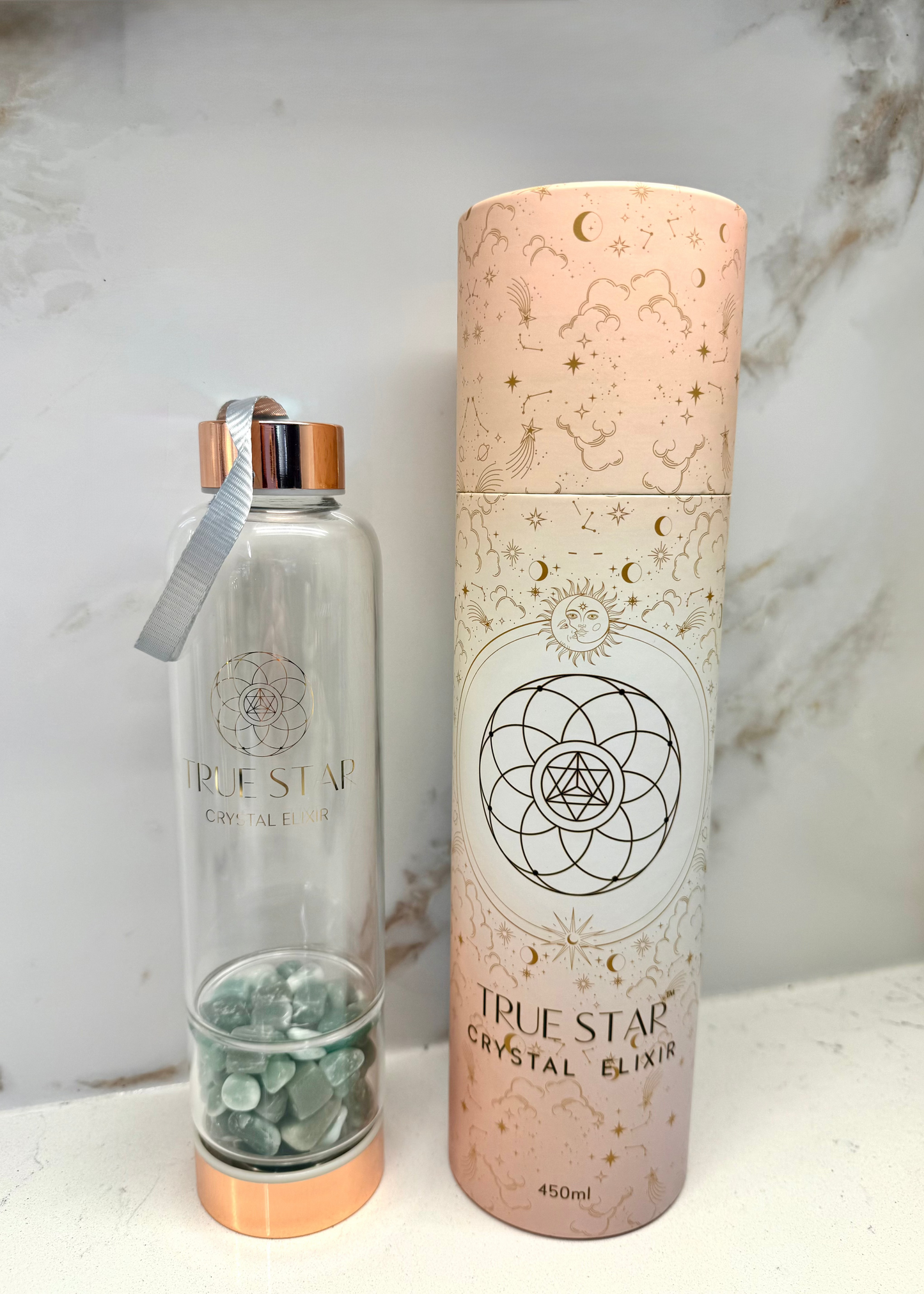 Narrow-mouth Aventurine Crystal Water Bottle
