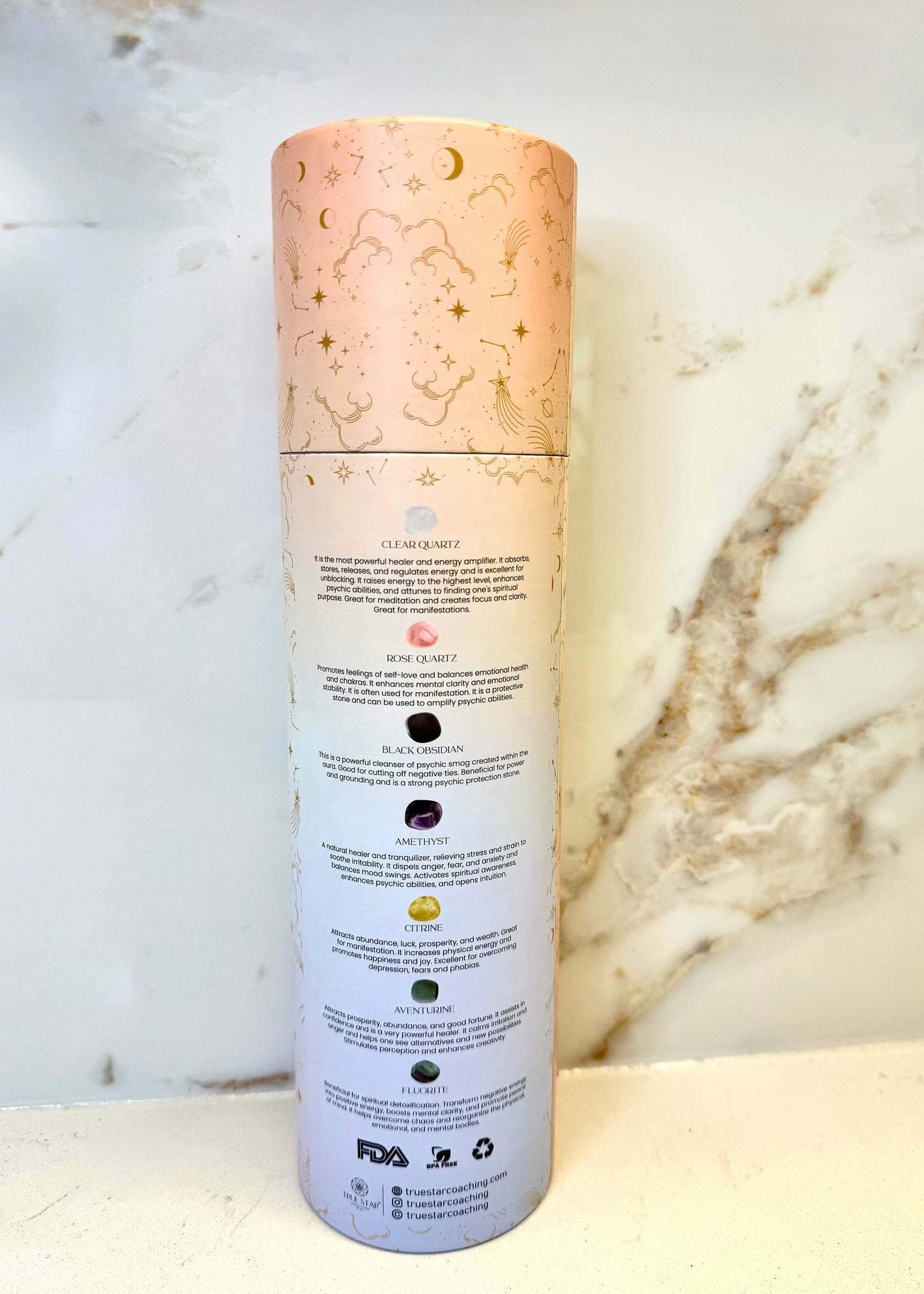 Narrow-mouth Fluorite Crystal Water Bottle