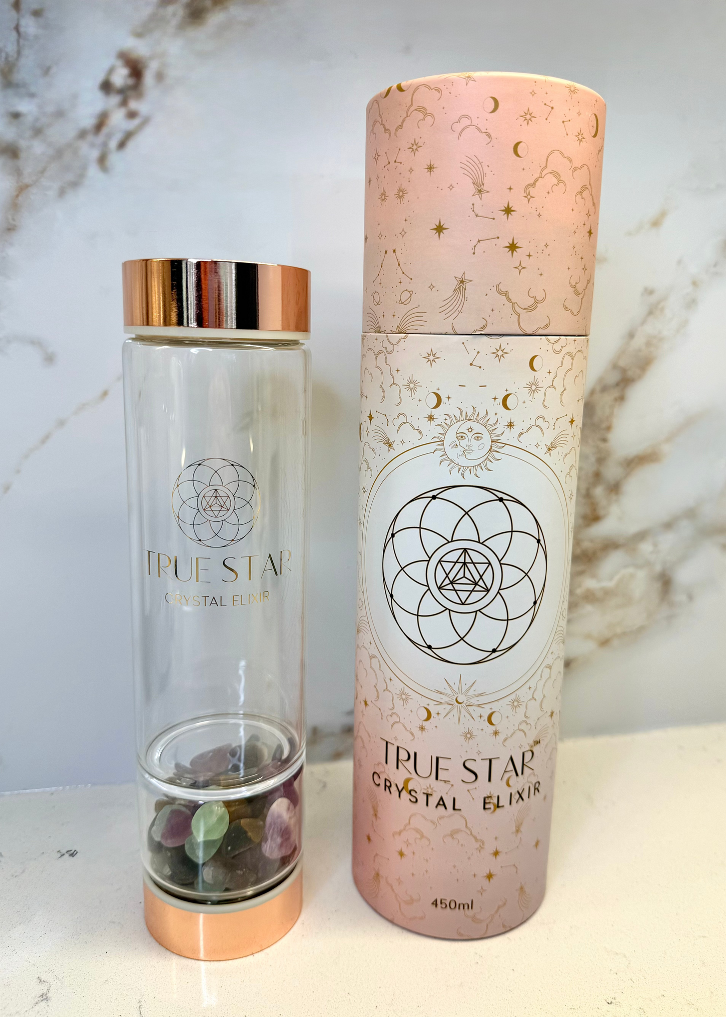Wide-Mouth Fluorite Crystal Water Bottle