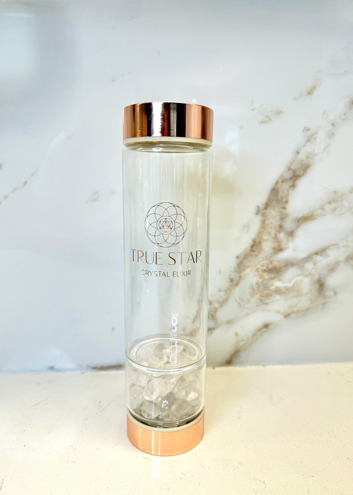 Wide-Mouth Clear Quartz Crystal Water Bottle