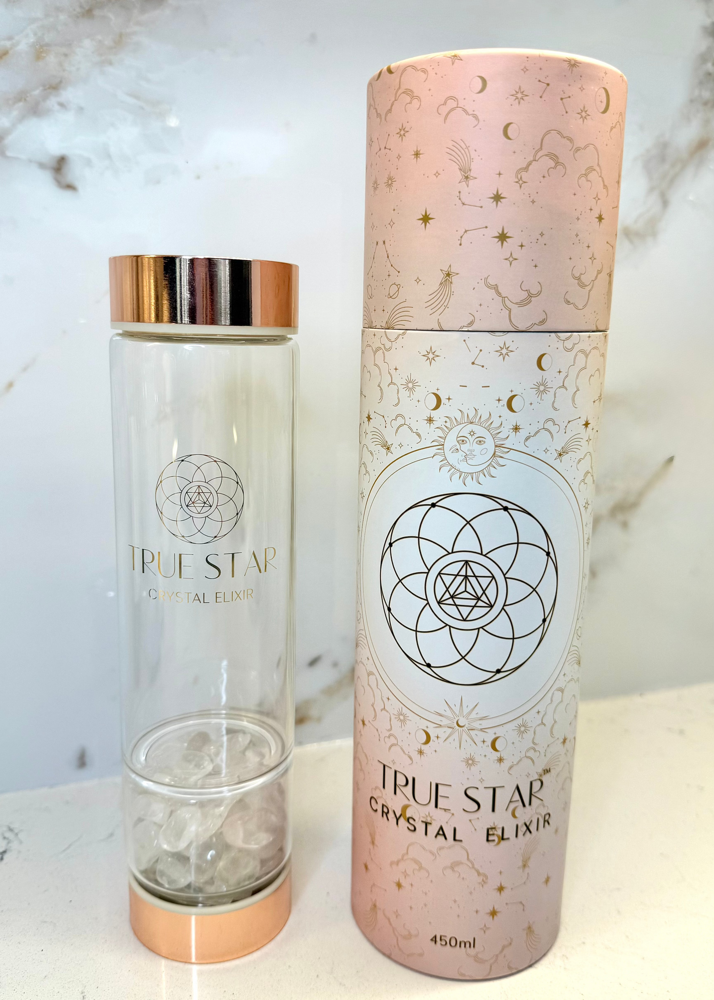 Wide-Mouth Clear Quartz Crystal Water Bottle