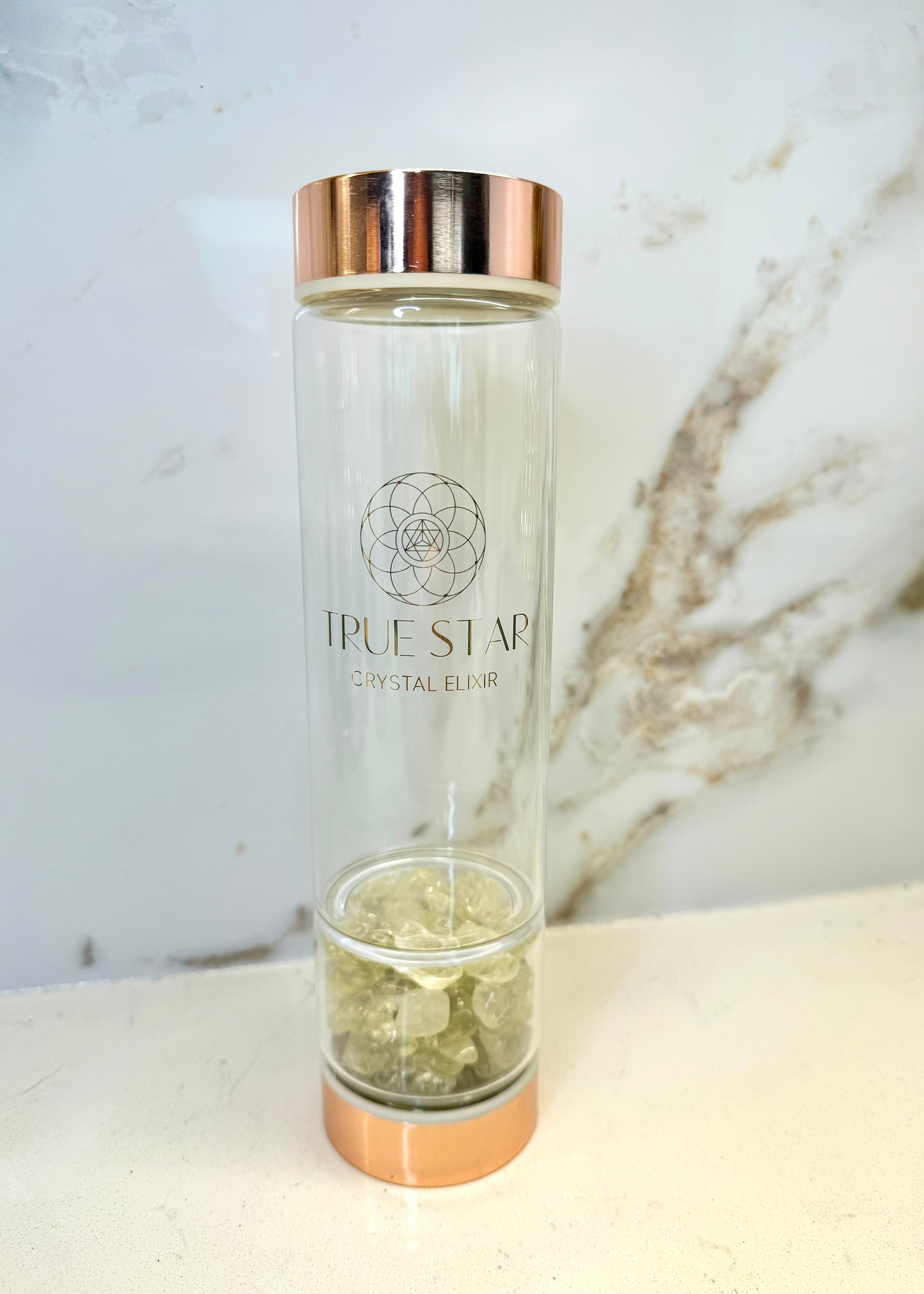 Wide-Mouth Citrine Crystal Water Bottle