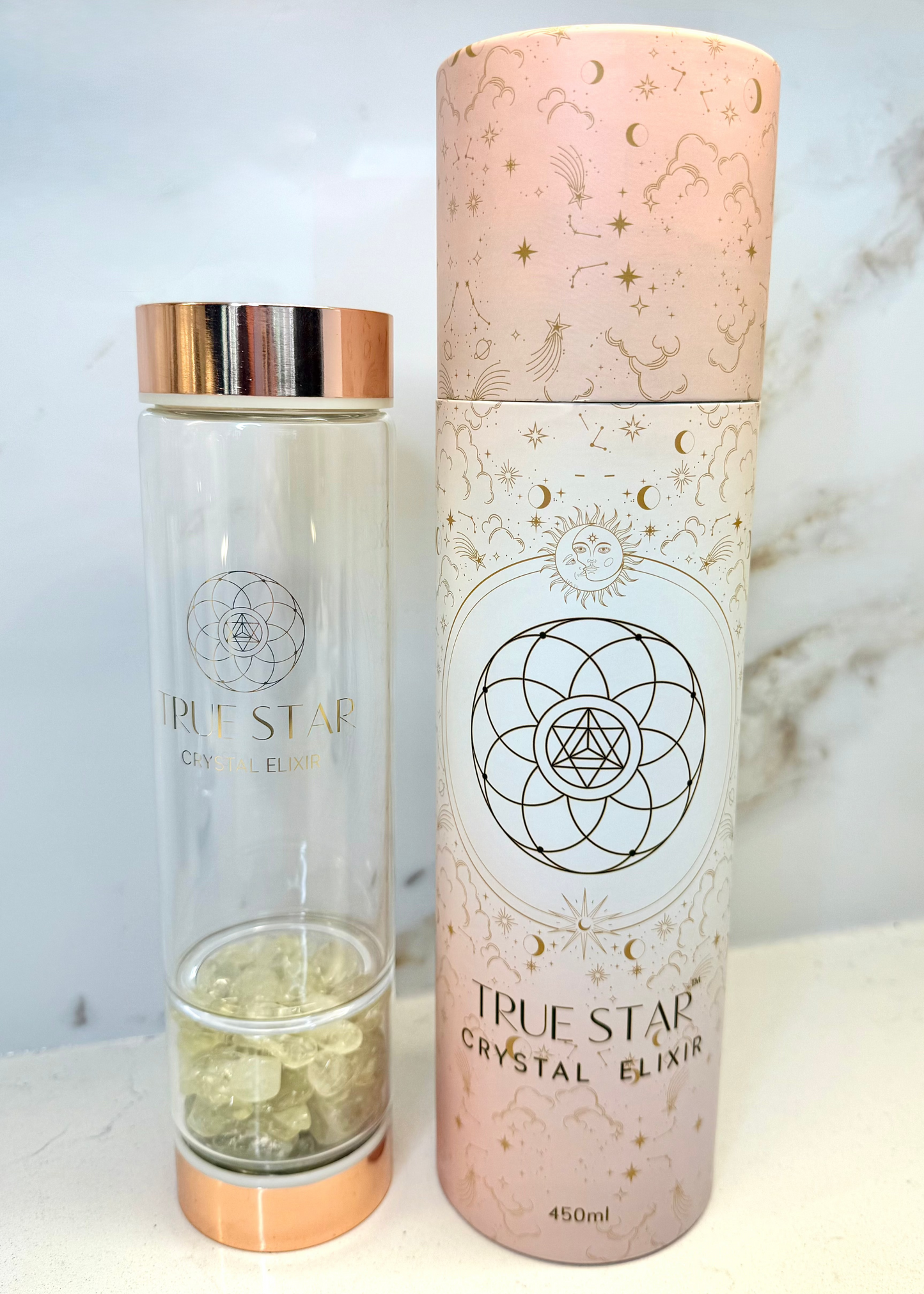 Wide-Mouth Citrine Crystal Water Bottle