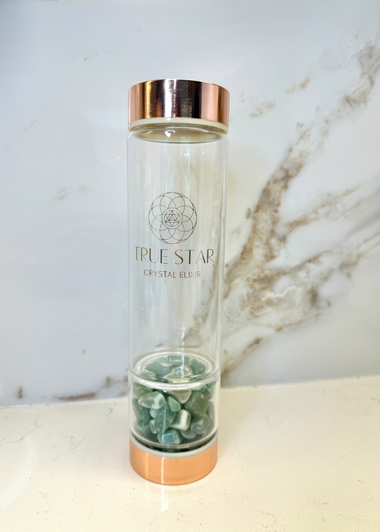 Wide-Mouth Aventurine Crystal Water Bottle