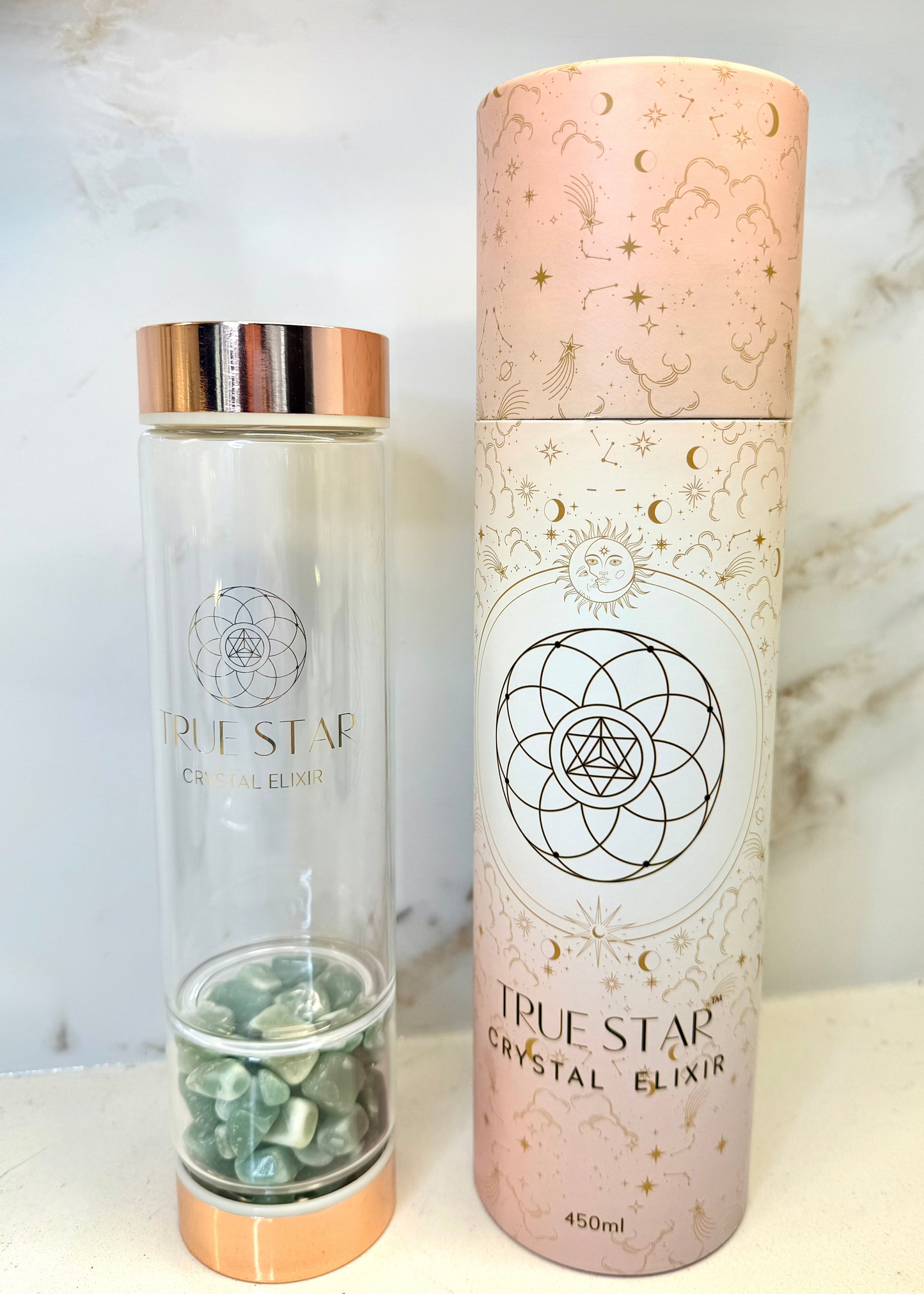 Wide-Mouth Aventurine Crystal Water Bottle