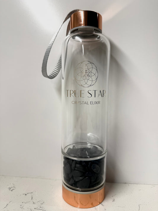 Wide-Mouth Black Obsidian Crystal Water Bottle